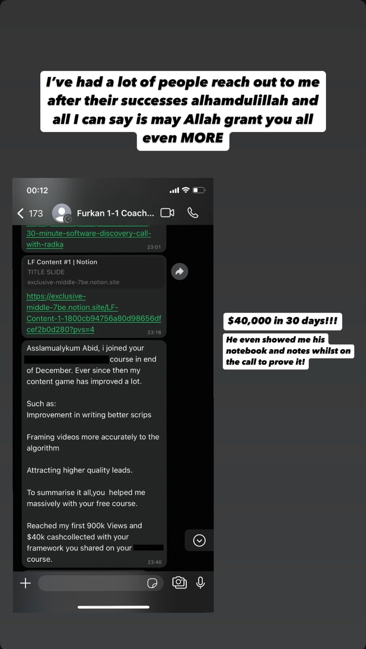 Furkan — $40,000 in 30 days, 900K views