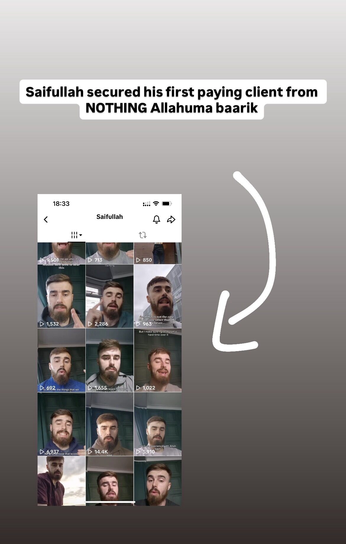 Saifullah — first paying client from nothing