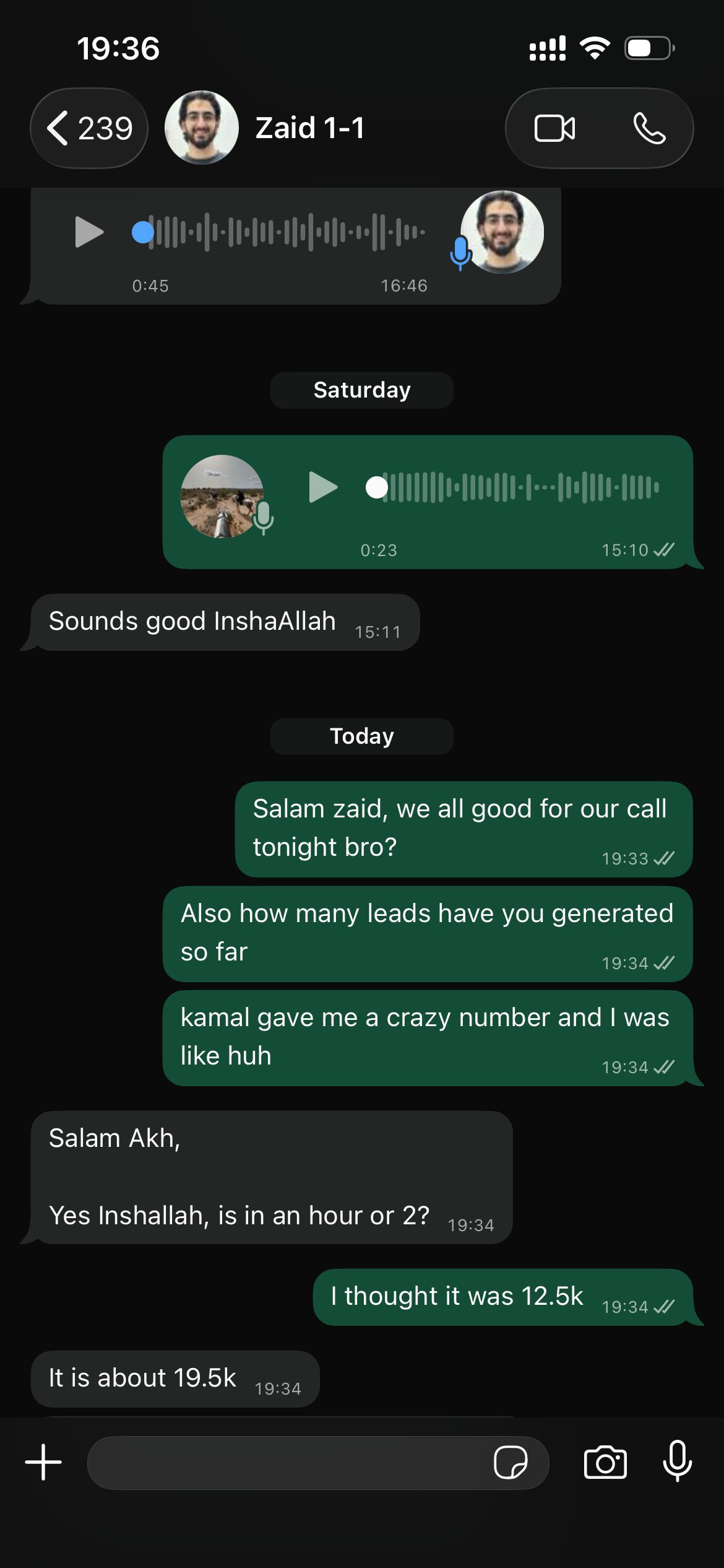 Zaid — 19,500 leads conversation